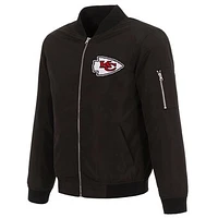 Men's NFL Pro Line by JH Design Black Kansas City Chiefs Full-Zip Bomber Lightweight Jacket