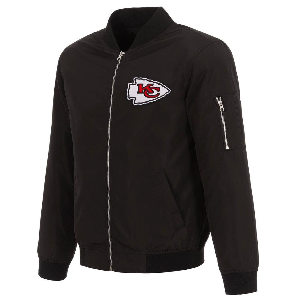 Men's NFL Pro Line by JH Design Black Kansas City Chiefs Full-Zip Bomber Lightweight Jacket