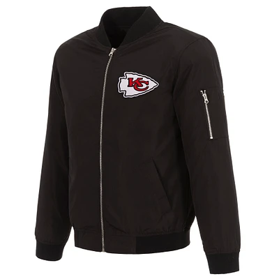 Men's NFL Pro Line by JH Design Black Kansas City Chiefs Full-Zip Bomber Lightweight Jacket