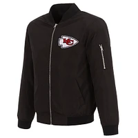 Men's NFL Pro Line by JH Design Black Kansas City Chiefs Full-Zip Bomber Lightweight Jacket