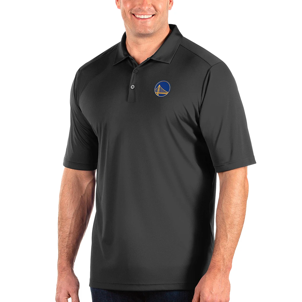 Men's Antigua Charcoal Golden State Warriors Big & Tall Tribute Polo