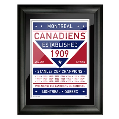 Montreal Canadiens 12'' x 16'' Team Dual Tone Framed Artwork