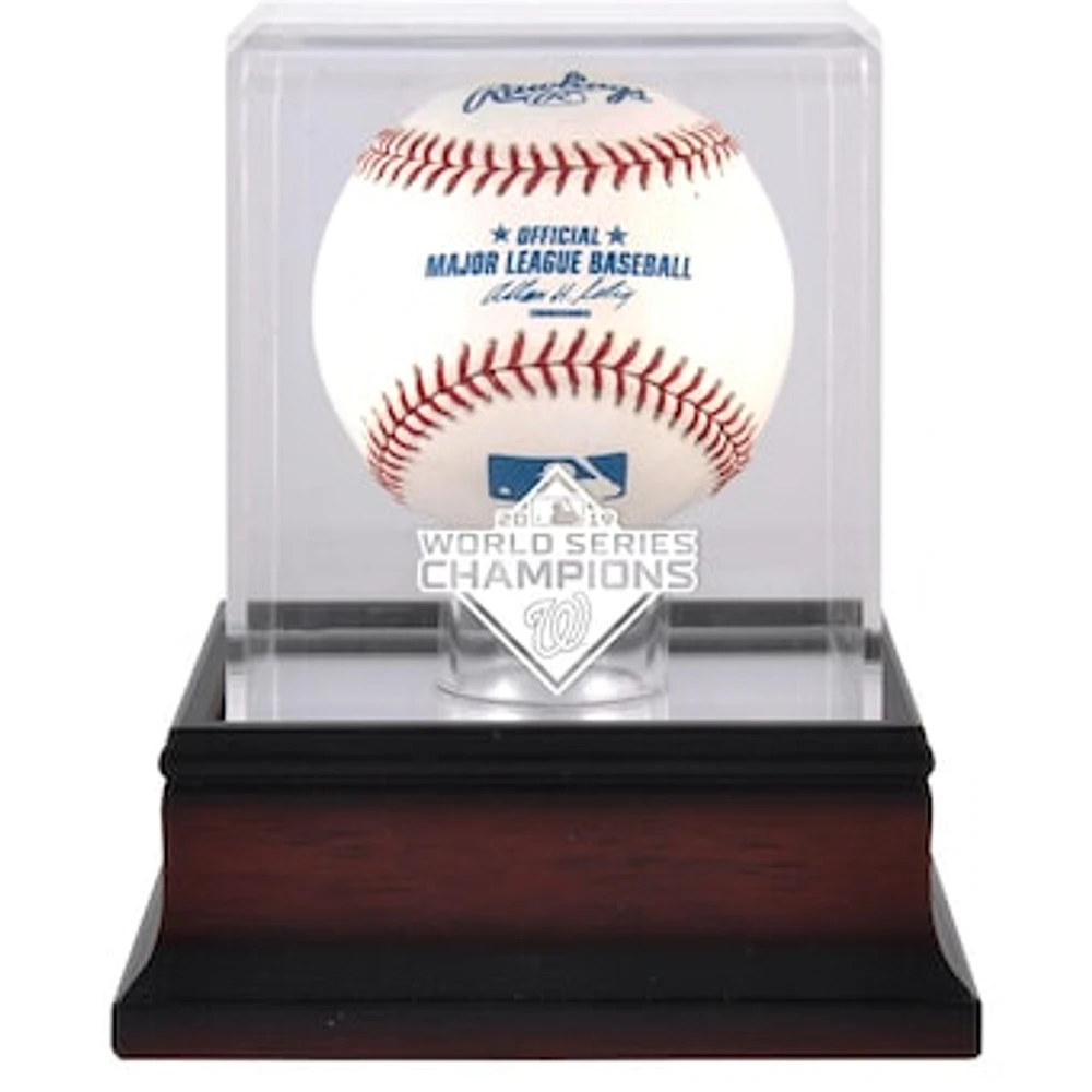 Washington Nationals 2019 World Series Champions Mahogany Logo Baseball Display Case