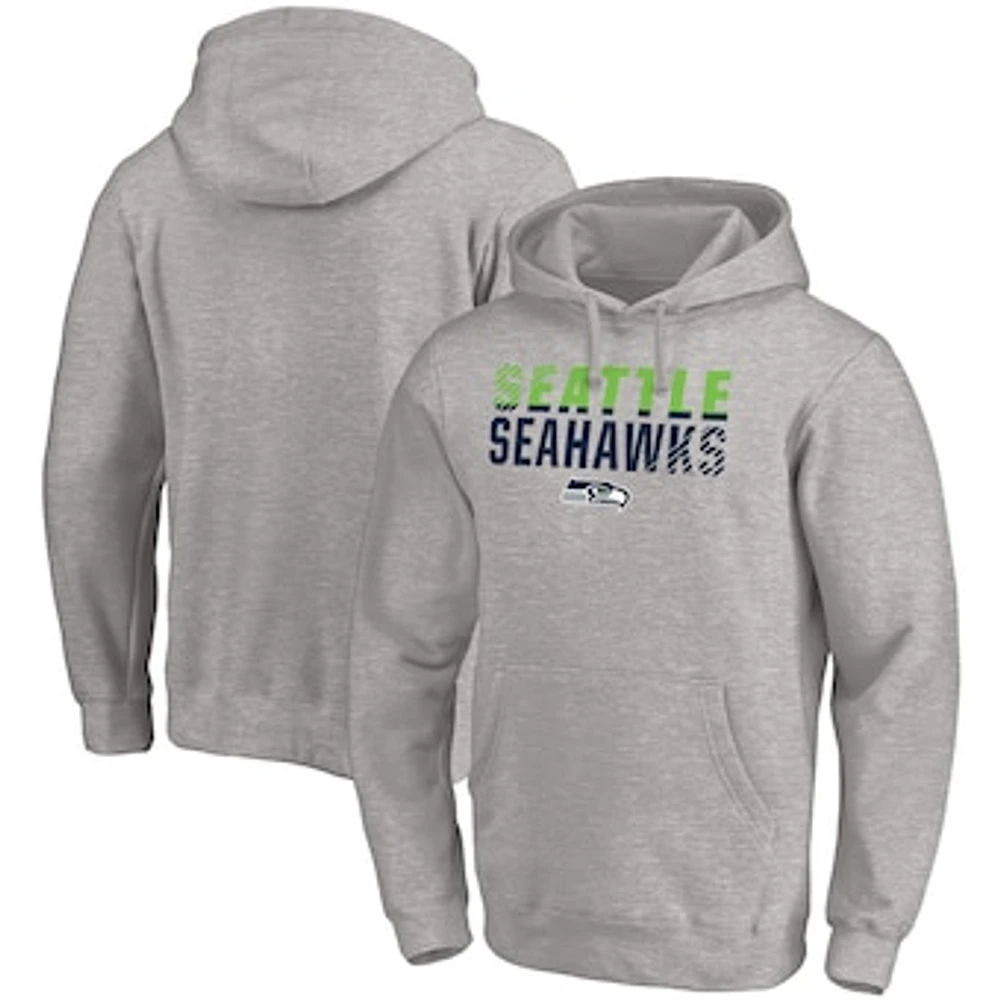 Men's Fanatics Heather Gray Seattle Seahawks Fade Out Fitted Pullover Hoodie