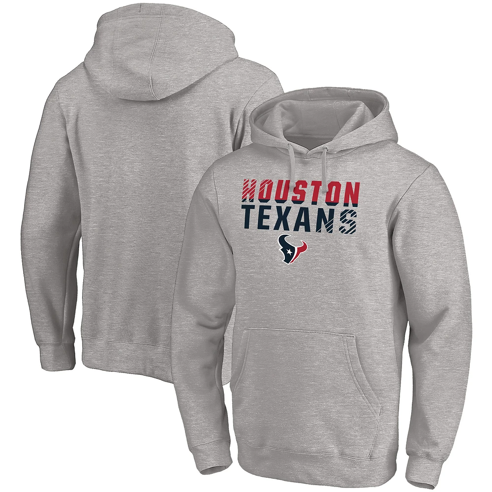 Men's Fanatics Heather Gray Houston Texans Fade Out Fitted Pullover Hoodie