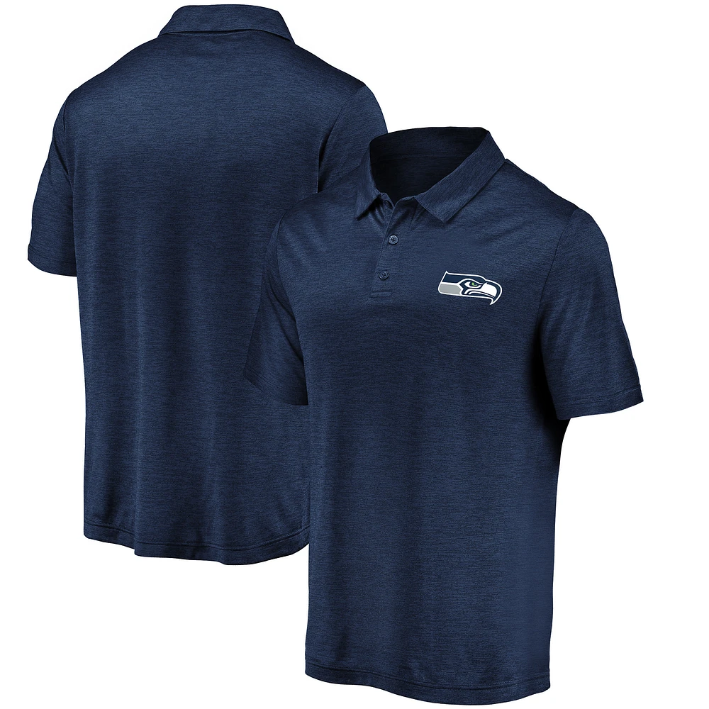Men's Fanatics College Navy Seattle Seahawks Striated Primary Logo Polo
