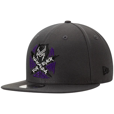 Men's New Era Charcoal Black Panther Wakanda Forever Adjustable Snapback Hat