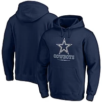 Men's Fanatics Navy Dallas Cowboys Logo Team Lockup Fitted Pullover Hoodie