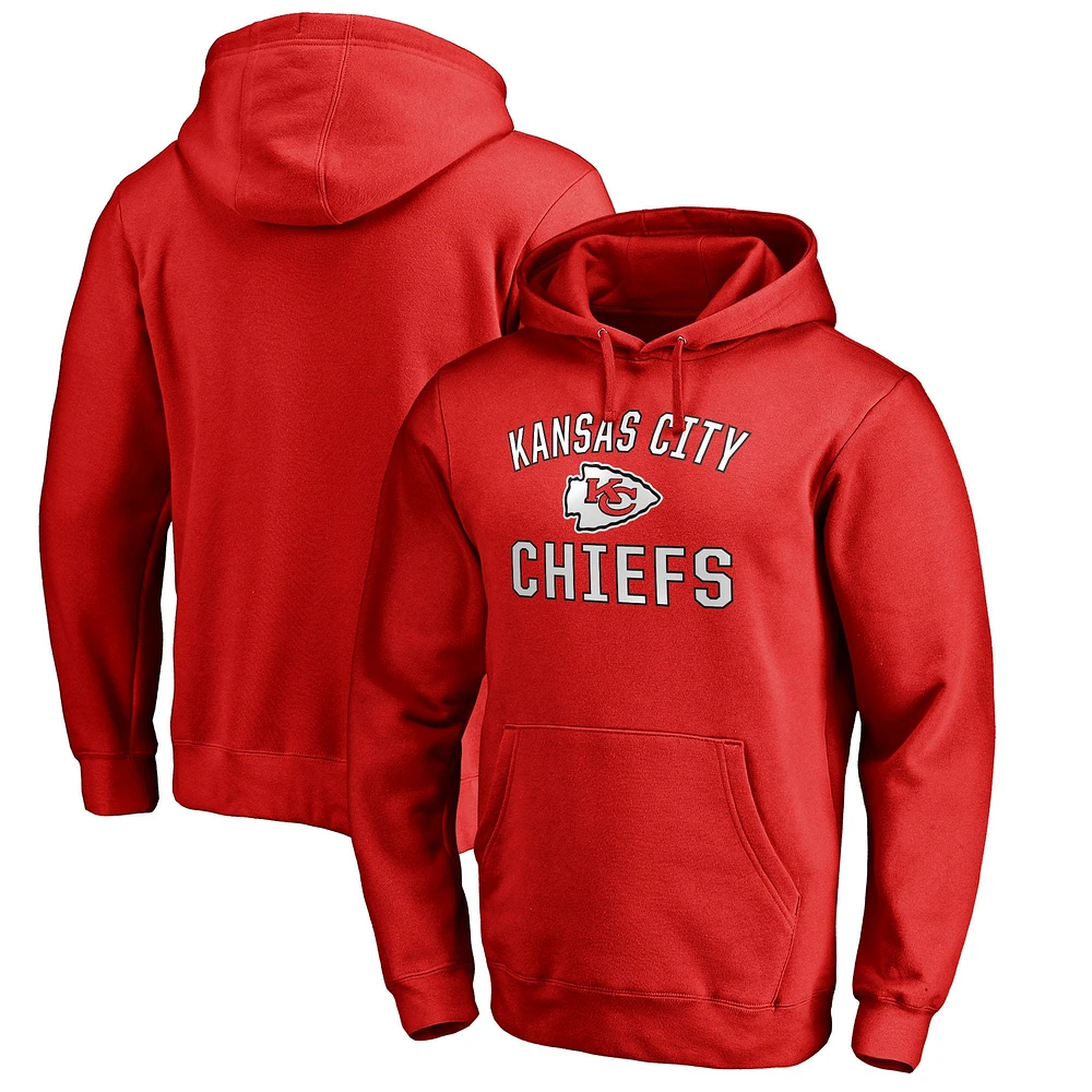 Men's Fanatics Red Kansas City Chiefs Victory Arch Team Fitted Pullover Hoodie