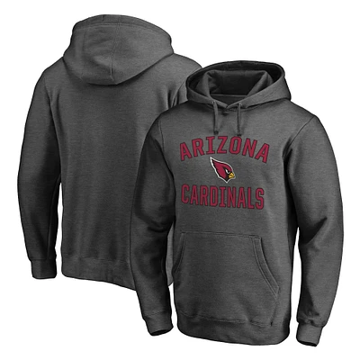 Men's Fanatics Heather Charcoal Arizona Cardinals Victory Arch Team Fitted Pullover Hoodie