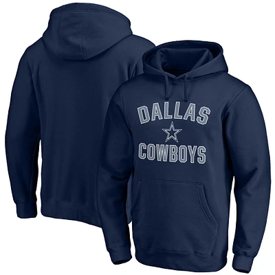 Men's Fanatics Navy Dallas Cowboys Victory Arch Team Fitted Pullover Hoodie