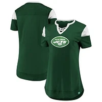 Women's Fanatics Green New York Jets Draft Me Lace-Up T-Shirt