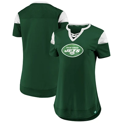 Women's Fanatics Green New York Jets Draft Me Lace-Up T-Shirt