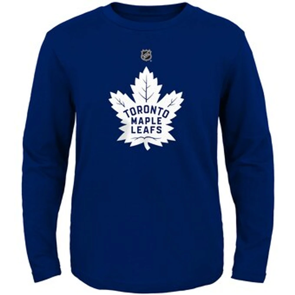 Youth Blue Toronto Maple Leafs Primary Logo - Long Sleeve T-Shirt