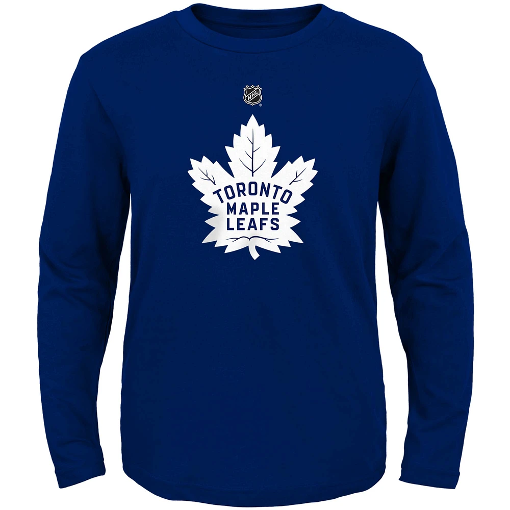 Youth Blue Toronto Maple Leafs Primary Logo - Long Sleeve T-Shirt