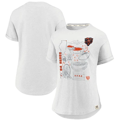 Women's Fanatics Heathered White Chicago Bears True Classics Hometown Tacked T-Shirt