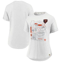 Women's Fanatics Heathered White Chicago Bears True Classics Hometown Tacked T-Shirt