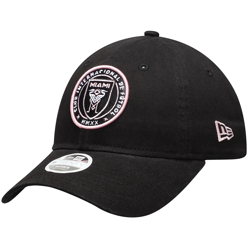 Women's New Era Black Inter Miami CF 9TWENTY Team Logo Adjustable Hat