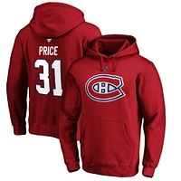 Men's Fanatics Carey Price Red Montreal Canadiens - Authentic Stack Name & Number Fitted Pullover Hoodie