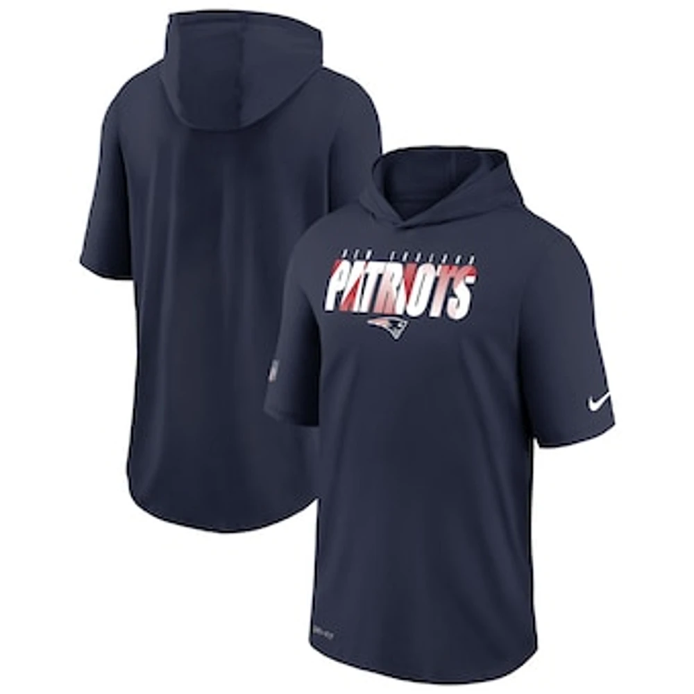 Men's Nike Navy New England Patriots Sideline Playbook Hoodie Performance T-Shirt