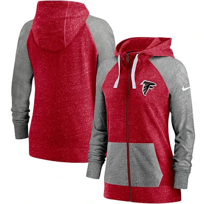 Women's Nike Heathered Red Atlanta Falcons Gym Vintage Full-Zip Hoodie