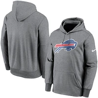 Men's Nike Heathered Charcoal Buffalo Bills Fan Gear Primary Logo Therma Performance Pullover Hoodie