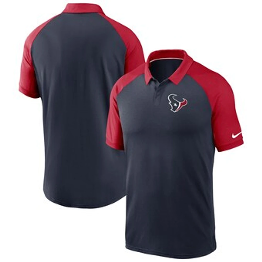 Men's Nike Navy Houston Texans Raglan Tri-Blend Performance Polo