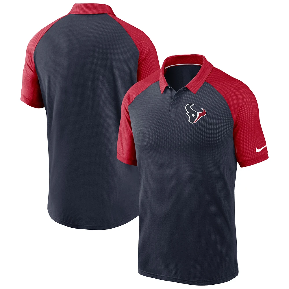 Men's Nike Navy Houston Texans Raglan Tri-Blend Performance Polo