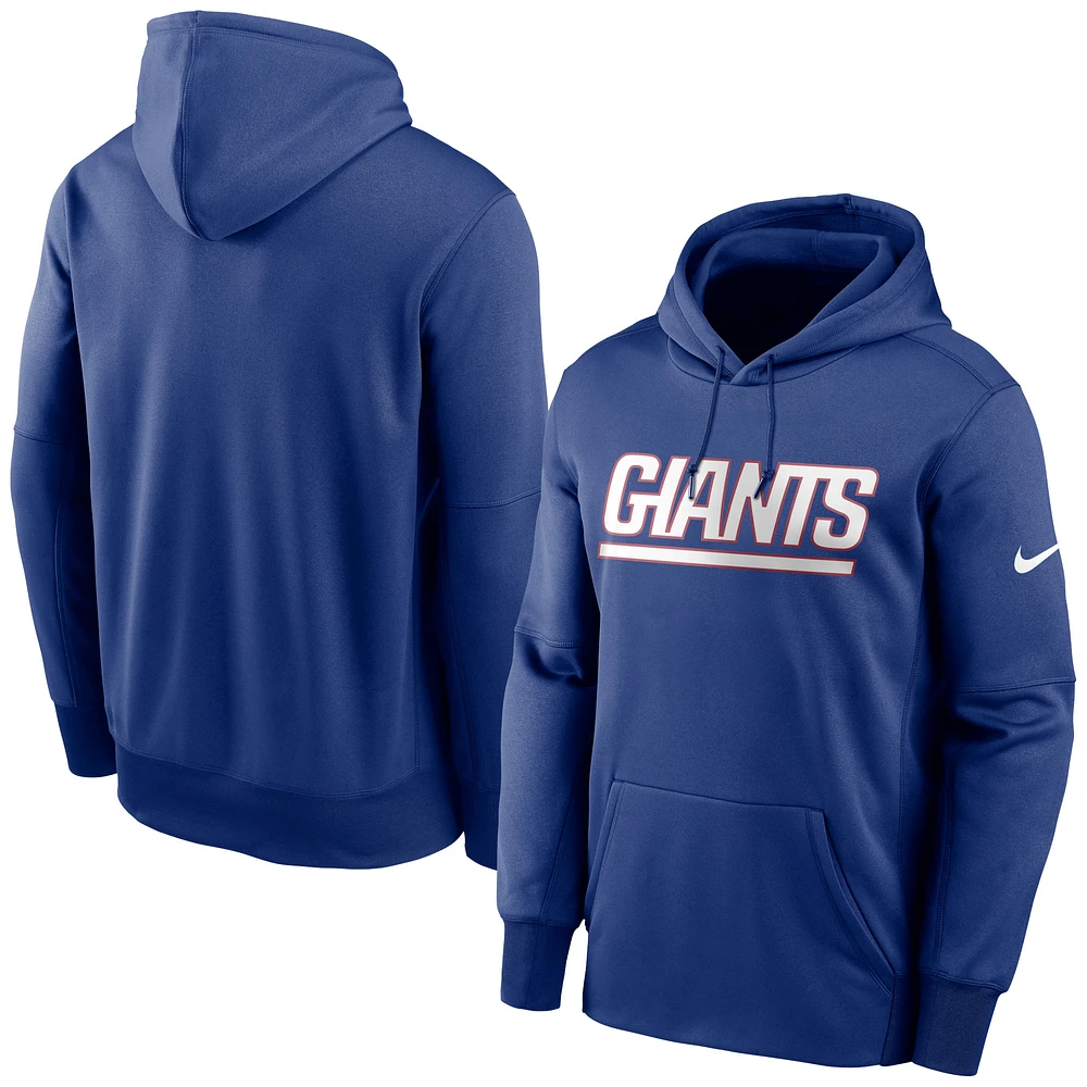 Men's Nike Royal New York Giants Fan Gear Wordmark Performance Pullover Hoodie