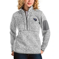 Women's Antigua Gray Tennessee Titans Fortune Half-Zip Pullover Jacket