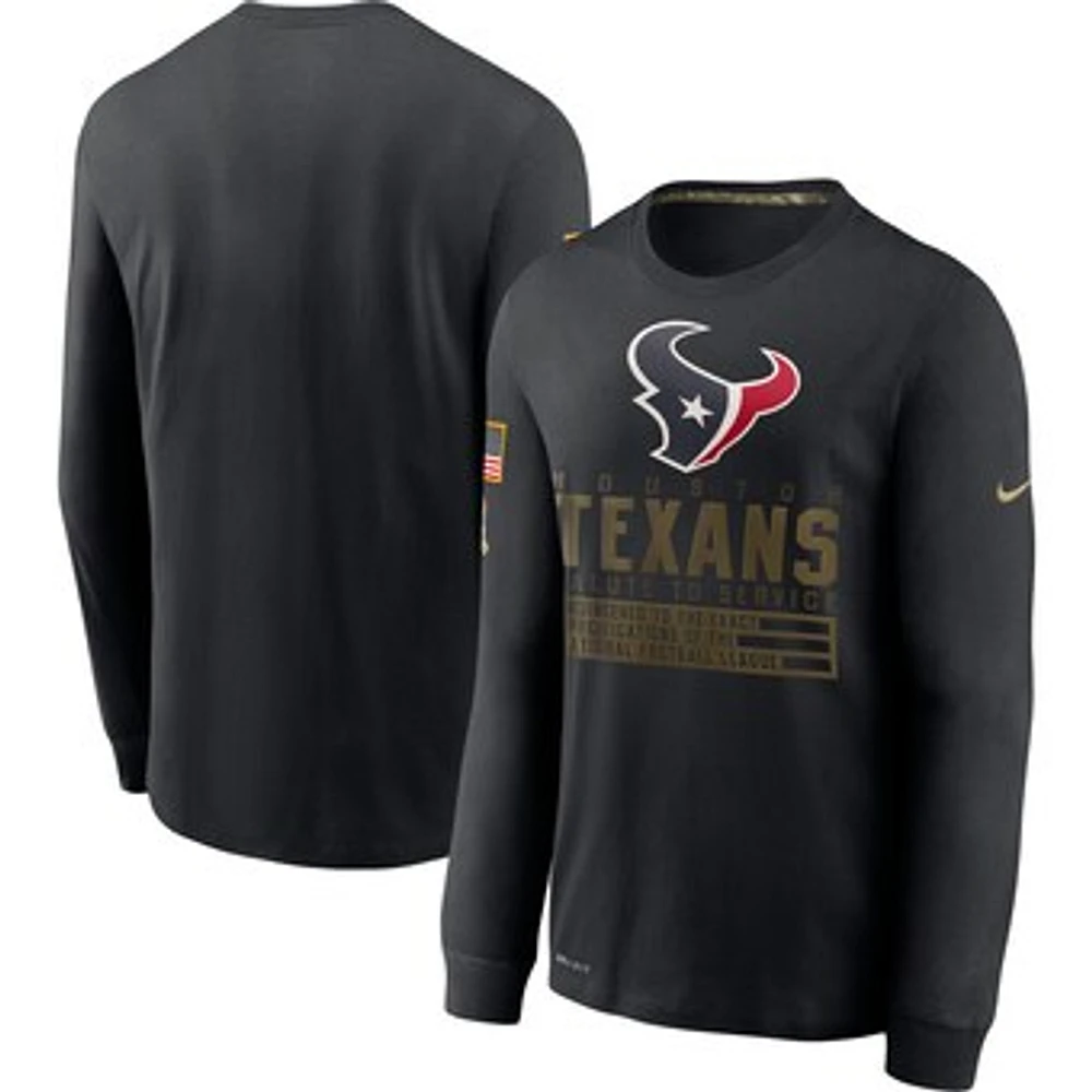 Men's Nike Black Houston Texans Salute to Service Sideline Performance Long Sleeve T-Shirt