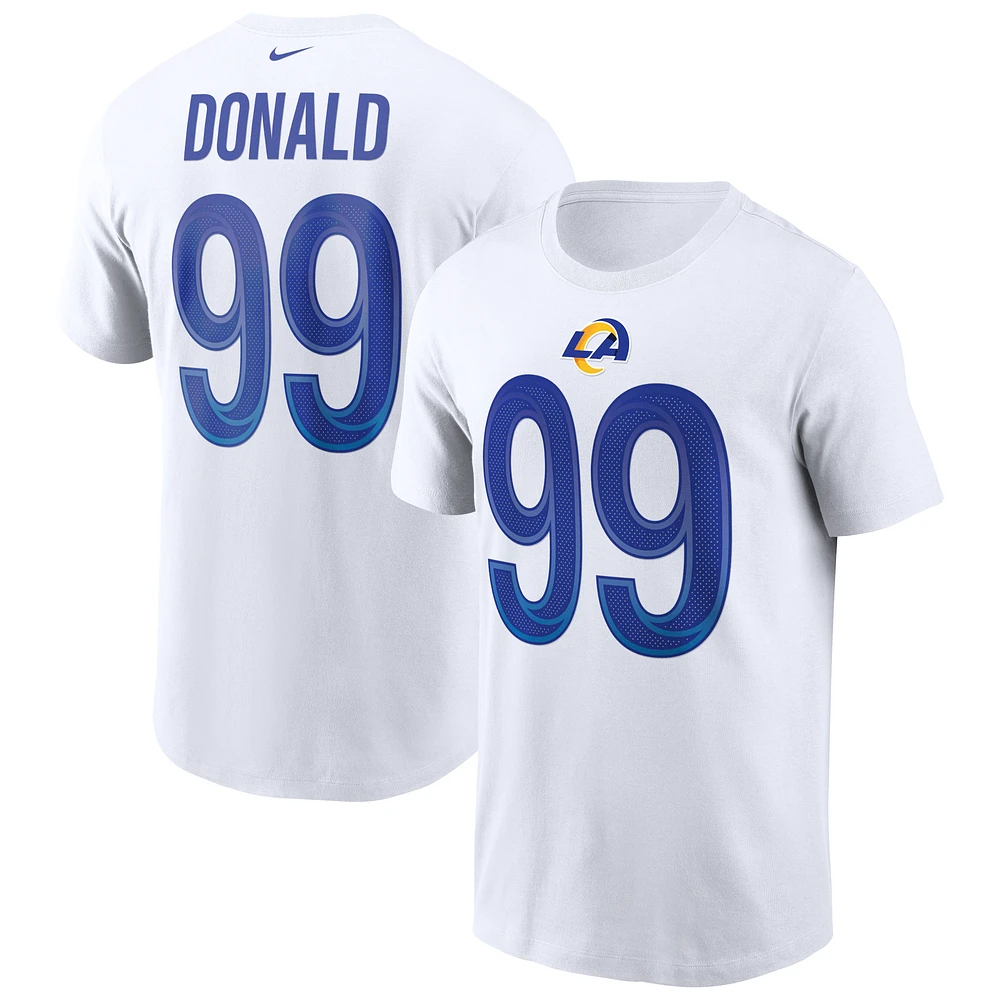 Men's Nike Aaron Donald White Los Angeles Rams Name & Number T-Shirt