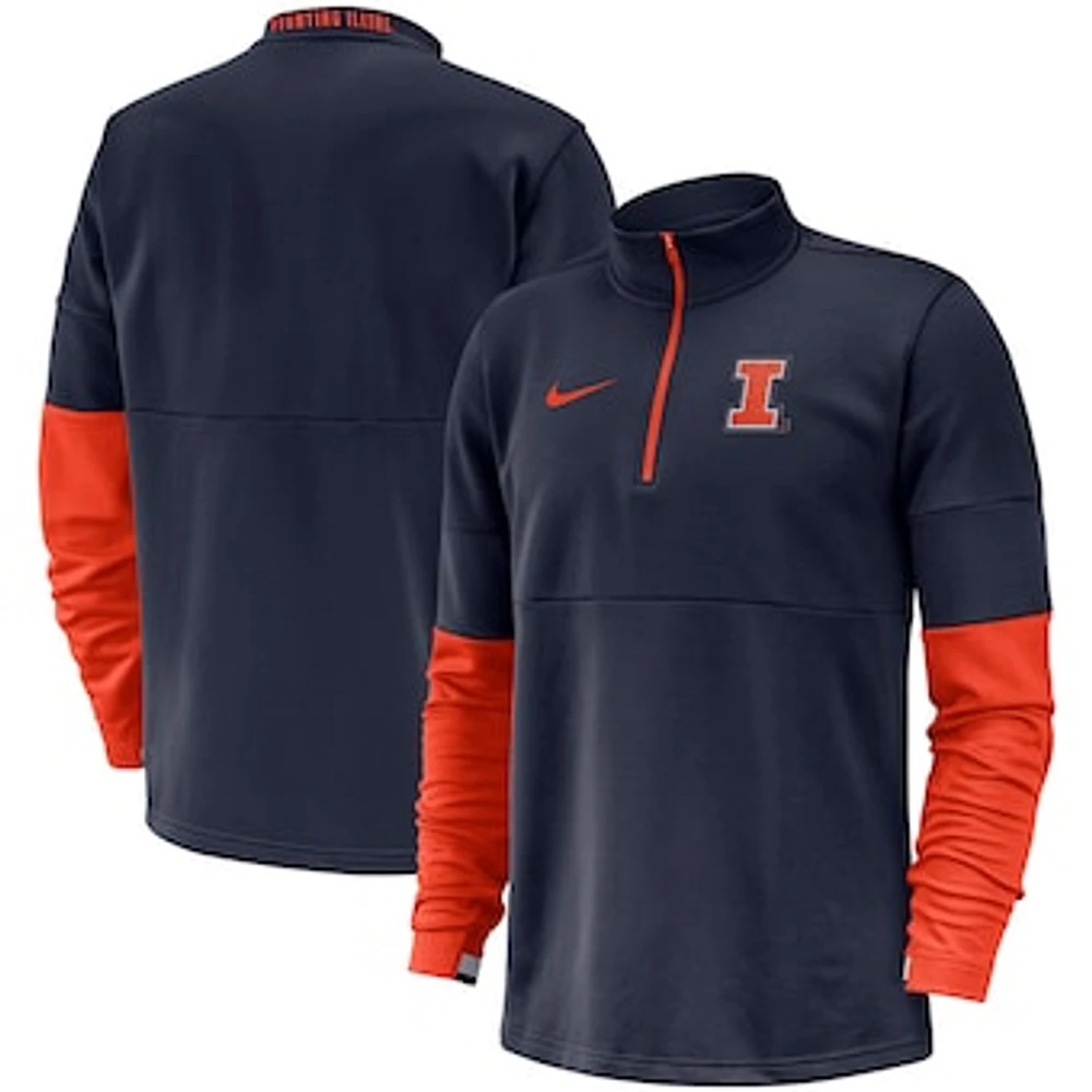 Men's Nike Navy Illinois Fighting Illini Coaches Quarter-Zip Pullover Jacket