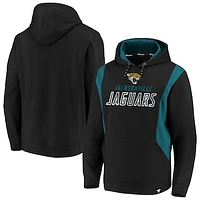 Men's Fanatics Black/Teal Jacksonville Jaguars Iconic Color Block Pullover Hoodie