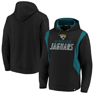Men's Fanatics Black/Teal Jacksonville Jaguars Iconic Color Block Pullover Hoodie