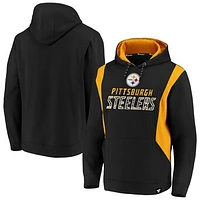 Men's Fanatics Black/Gold Pittsburgh Steelers Iconic Color Block Pullover Hoodie