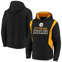 Men's Fanatics Black/Gold Pittsburgh Steelers Iconic Color Block Pullover Hoodie