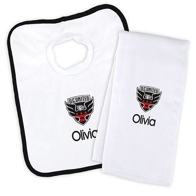 Infant White D.C. United Personalized Bib and Burp Cloth Set
