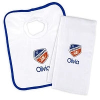 Infant White FC Cincinnati Personalized Bib and Burp Cloth Set