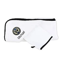 Infant White Philadelphia Union Personalized Hooded Towel & Mitt Set