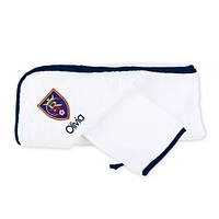 Infant White Real Salt Lake Personalized Hooded Towel & Mitt Set