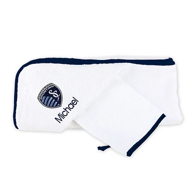 Infant White Sporting Kansas City Personalized Hooded Towel & Mitt Set