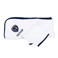 Infant White Sporting Kansas City Personalized Hooded Towel & Mitt Set