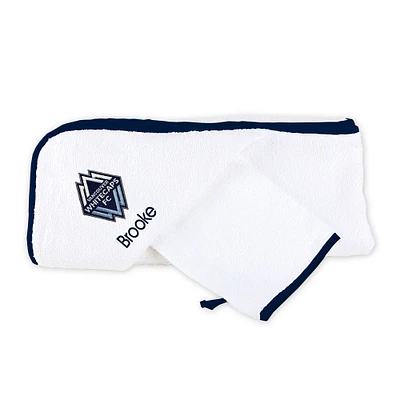 Infant White Vancouver Whitecaps FC Personalized Hooded Towel & Mitt Set
