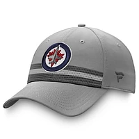 Men's Fanatics Gray Winnipeg Jets Authentic Pro Home Ice Striped Snapback Hat