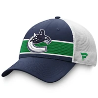 Men's Fanatics Blue/Green Vancouver Canucks 2020 NHL Draft Authentic Pro Structured Adjustable Trucker Hat