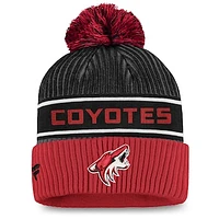 Men's Fanatics Black/Garnet Arizona Coyotes Authentic Pro Locker Room Cuffed Knit Hat with Pom