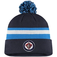 Men's Fanatics Navy/Blue Winnipeg Jets 2020 NHL Draft Authentic Pro Cuffed Pom Knit Hat