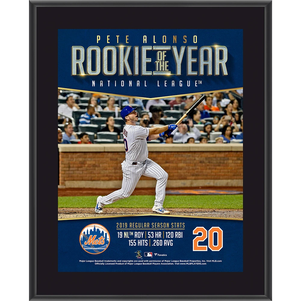 Pete Alonso New York Mets 10.5" x 13" 2019 NL Rookie of the Year Sublimated Plaque