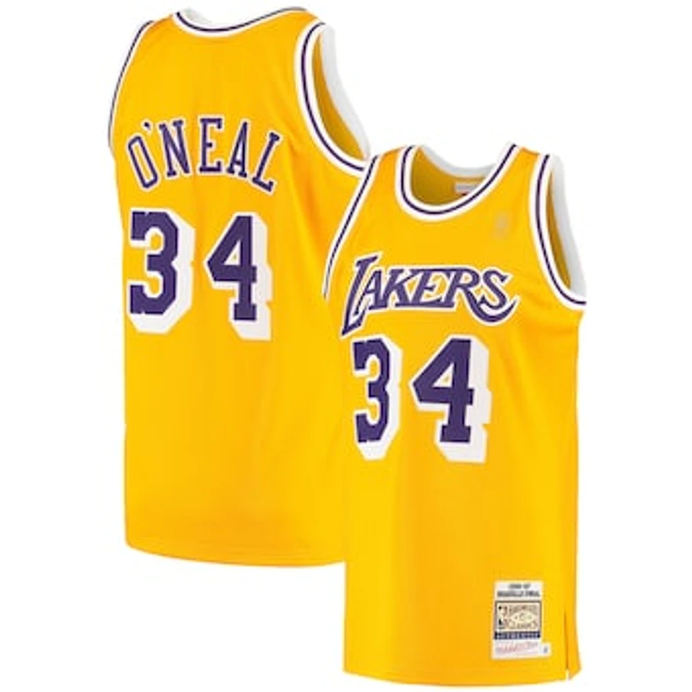 Men's Mitchell & Ness Shaquille O'Neal Gold Los Angeles Lakers 1996/97 Hardwood Classics Authentic Jersey